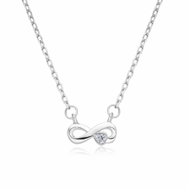 Gargantilla de plata rodiada con infinito con zirconita