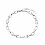 Pulsera plata con eslabones rectangulares brillo cierre mosquetón