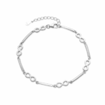Pulsera plata con 6 infinitos intercalados brillo cierre mosquetón