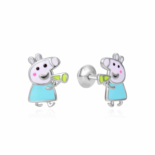 Pediete plata bebe con cerdito azul y rosa con cierre rosca