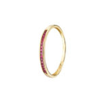 Sortija oro 18k carril de 16 zirconitas rubí