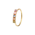 Sortija oro 18k con 5 zirconitas de colores