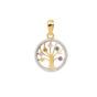 Colgante arbol vida de oro bicolor de 18k con zirconitas de colores pequeña