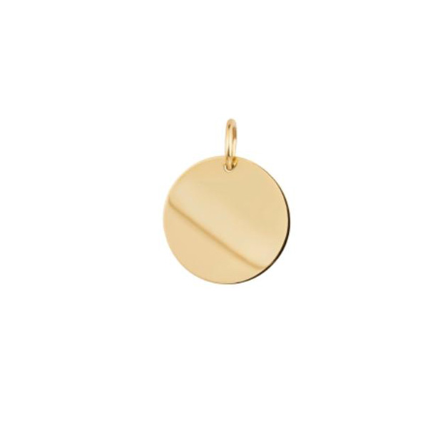 Colgante placa redonda de oro 18k lisa brillo de 11mm